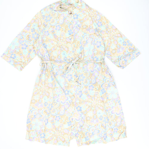 St Michael Womens Multicoloured Floral Polyester A-Line Size 10 Round Neck Button - Size 10/12