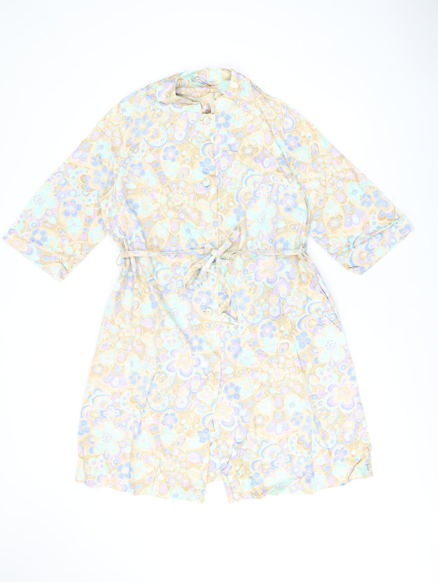 St Michael Womens Multicoloured Floral Polyester A-Line Size 10 Round Neck Button - Size 10/12