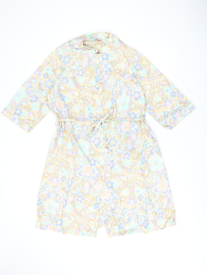St Michael Womens Multicoloured Floral Polyester A-Line Size 10 Round Neck Button - Size 10/12