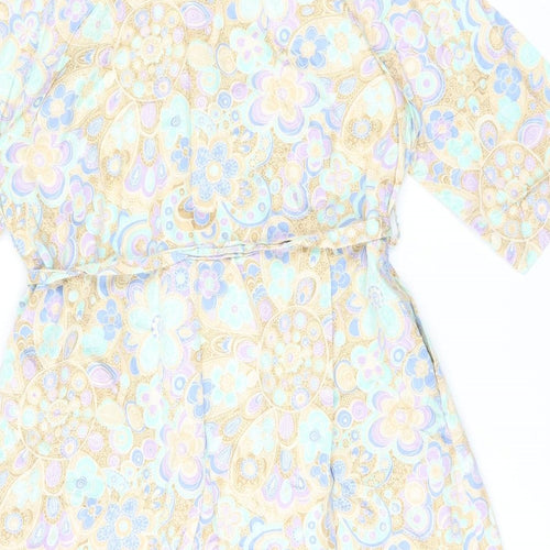 St Michael Womens Multicoloured Floral Polyester A-Line Size 10 Round Neck Button - Size 10/12