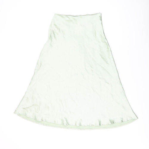 Flounce Womens Green Polyester Flare Skirt Size 6 Zip