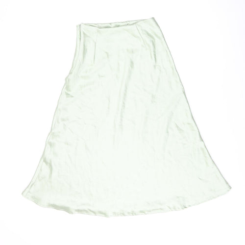 Flounce Womens Green Polyester Flare Skirt Size 6 Zip