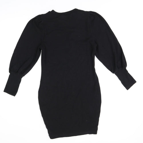 ASOS Womens Black Polyester Bodycon Size 8 Round Neck Pullover