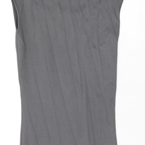 H&M Womens Grey Viscose Bodycon Size M Square Neck Pullover