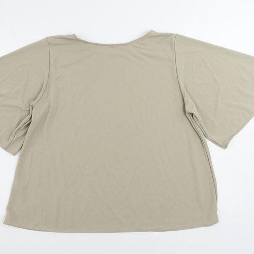 Uniqlo Womens Beige Polyester Basic Blouse Size L Boat Neck