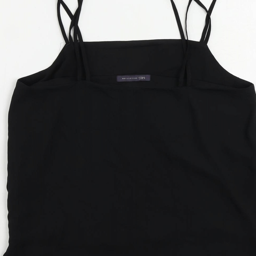Marks and Spencer Womens Black Polyester Camisole Tank Size 12 Square Neck
