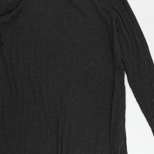 Marks and Spencer Womens Grey Polyester Jumper Dress Size 24 Round Neck Pullover - Ribbed