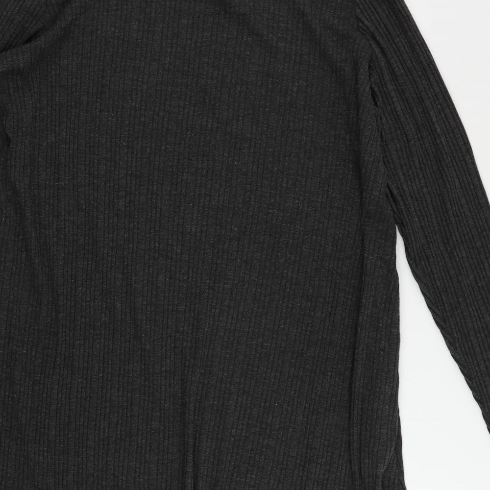Marks and Spencer Womens Grey Polyester Jumper Dress Size 24 Round Neck Pullover - Ribbed