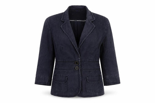 Front view of Next women’s blue jacket blazer, size UK 14, button