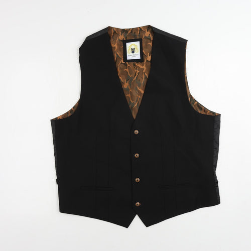 Marc Darcy Mens Black Polyester Jacket Suit Waistcoat Size 48 Regular