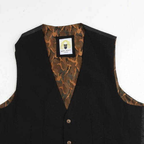 Marc Darcy Mens Black Polyester Jacket Suit Waistcoat Size 48 Regular