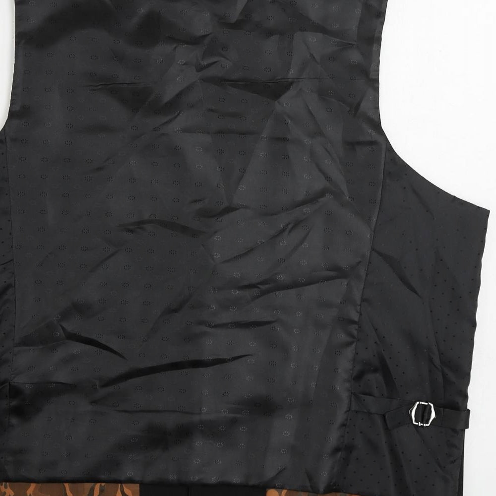 Marc Darcy Mens Black Polyester Jacket Suit Waistcoat Size 48 Regular