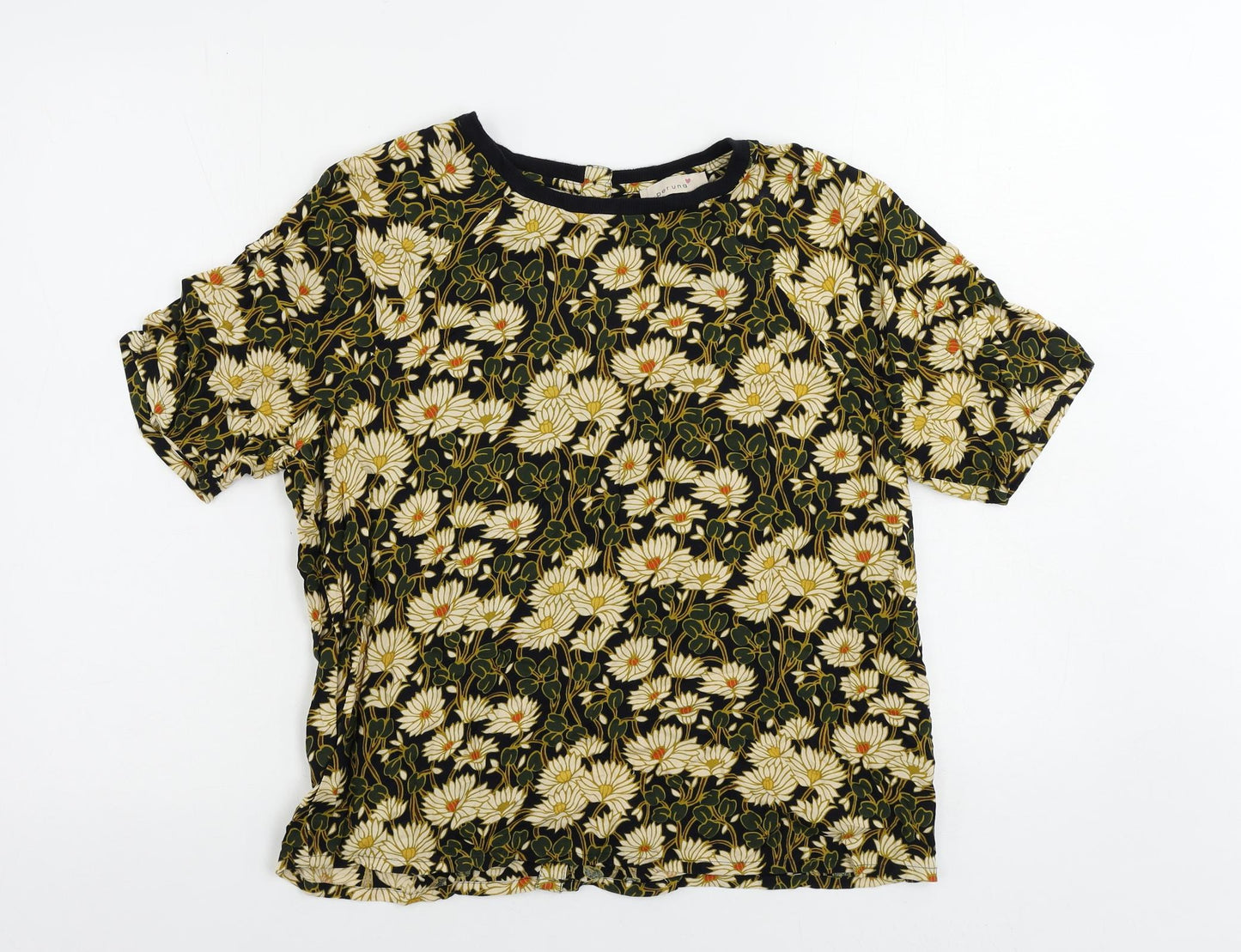 Per Una Womens Multicoloured Floral Viscose Basic T-Shirt Size 12 Crew Neck