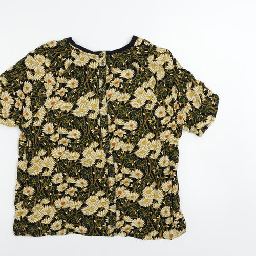 Per Una Womens Multicoloured Floral Viscose Basic T-Shirt Size 12 Crew Neck