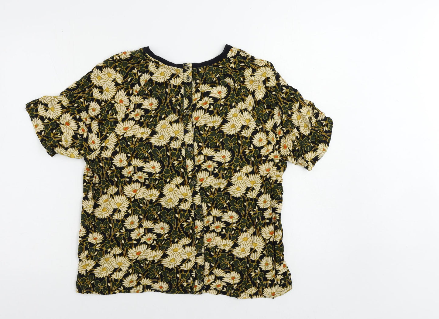 Per Una Womens Multicoloured Floral Viscose Basic T-Shirt Size 12 Crew Neck
