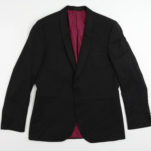 Marks and Spencer Mens Black Polyester Tuxedo Suit Jacket Size 40 Regular