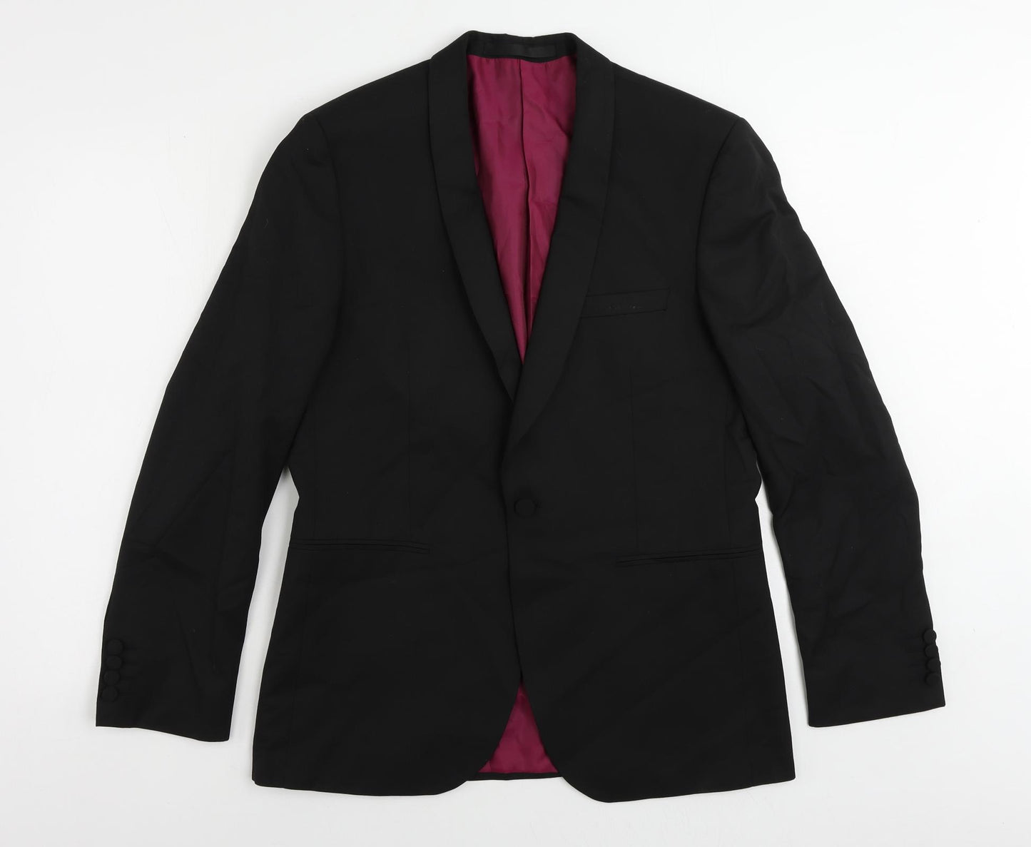 Marks and Spencer Mens Black Polyester Tuxedo Suit Jacket Size 40 Regular