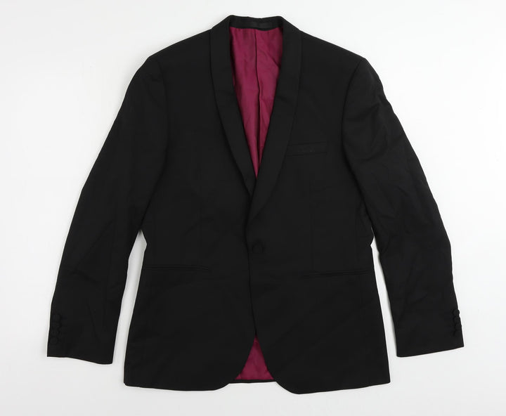 Marks and Spencer Mens Black Polyester Tuxedo Suit Jacket Size 40 Regular