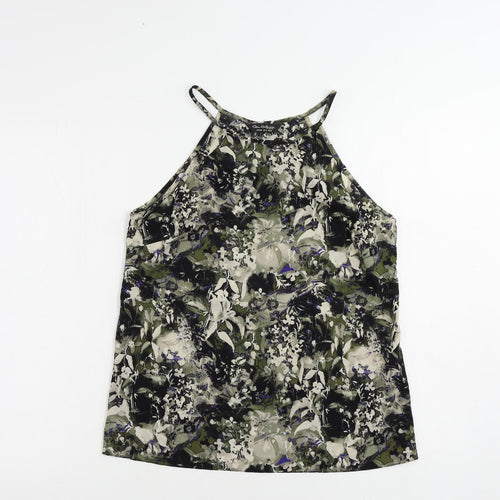 Miss Selfridge Womens Black Geometric Polyester Camisole Tank Size 12 Round Neck