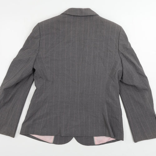 Marks and Spencer Womens Grey Striped Jacket Blazer Size 14 Button