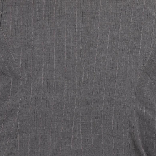 Marks and Spencer Womens Grey Striped Jacket Blazer Size 14 Button