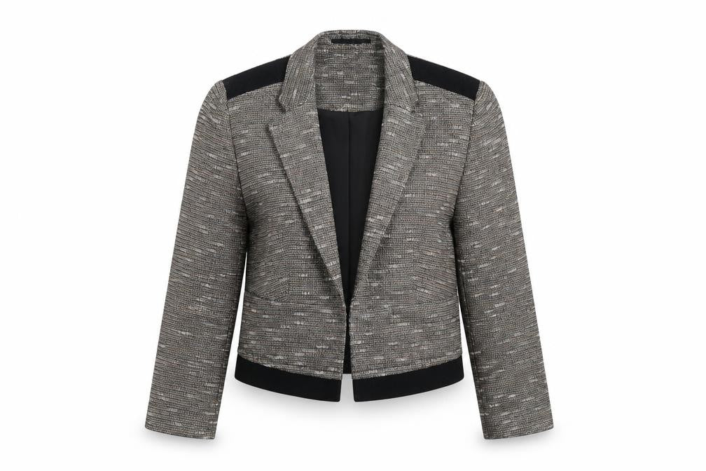 Front view of Marks & Spencer women’s gold jacket blazer, size UK 10, hook & eye