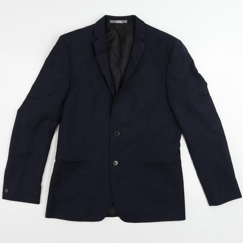 Red Herring Mens Blue Polyester Jacket Suit Jacket Size 38 Regular