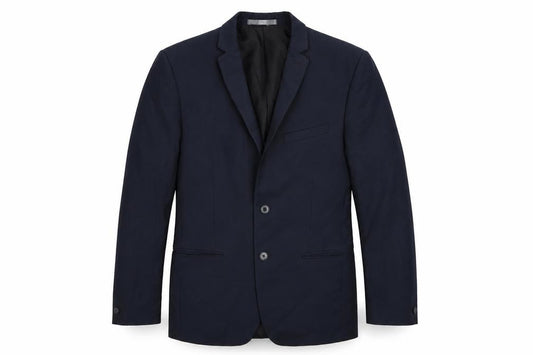 Front view of Red Herring men’s blue polyester jacket suit jacket, size 38, regular