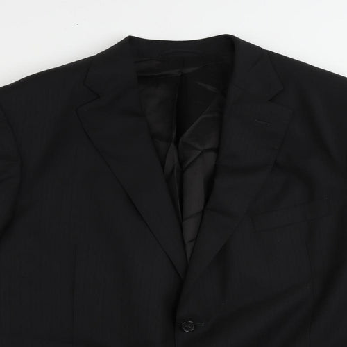 Frank Rostron Mens Black Striped Wool Jacket Suit Jacket Size 44 Regular