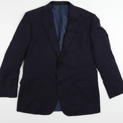 Marks and Spencer Mens Blue Striped Wool Jacket Suit Jacket Size 44 Regular