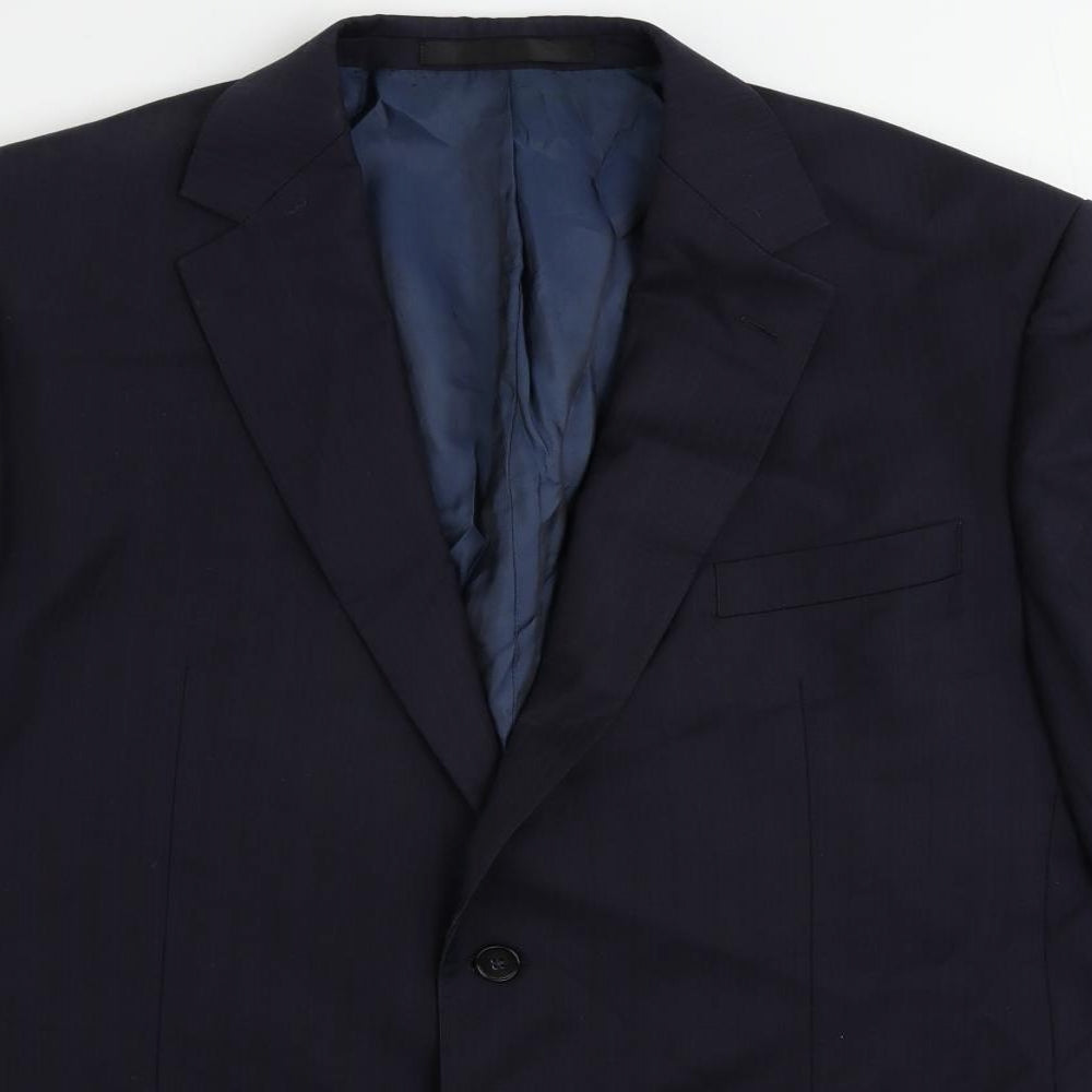 Marks and Spencer Mens Blue Striped Wool Jacket Suit Jacket Size 44 Regular