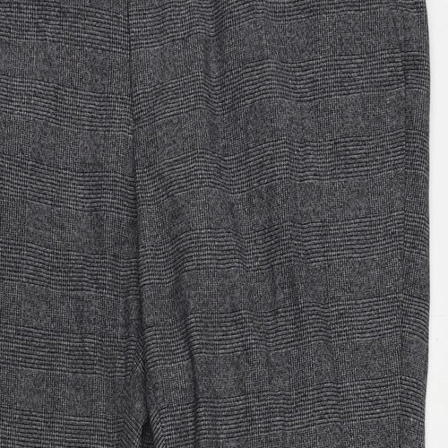 Marks and Spencer Mens Grey Plaid Polyester Chino Trousers Size 46 in L31 in Regular Zip