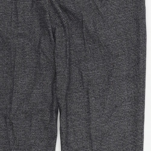 Marks and Spencer Mens Grey Plaid Polyester Chino Trousers Size 46 in L31 in Regular Zip