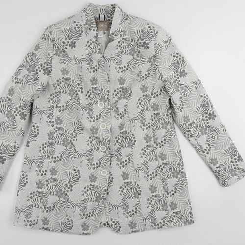 Mona Womens Grey Floral Jacket Blazer Size 20 Button