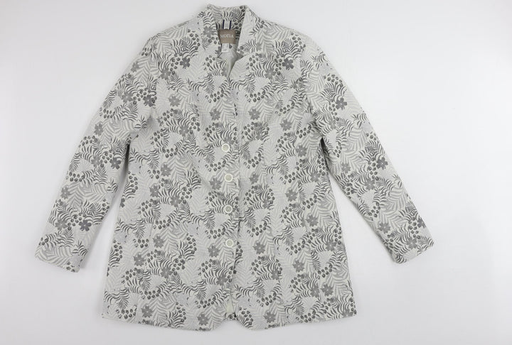 Mona Womens Grey Floral Jacket Blazer Size 20 Button