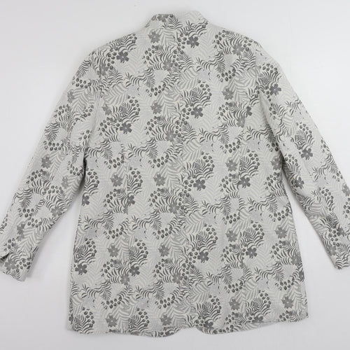 Mona Womens Grey Floral Jacket Blazer Size 20 Button