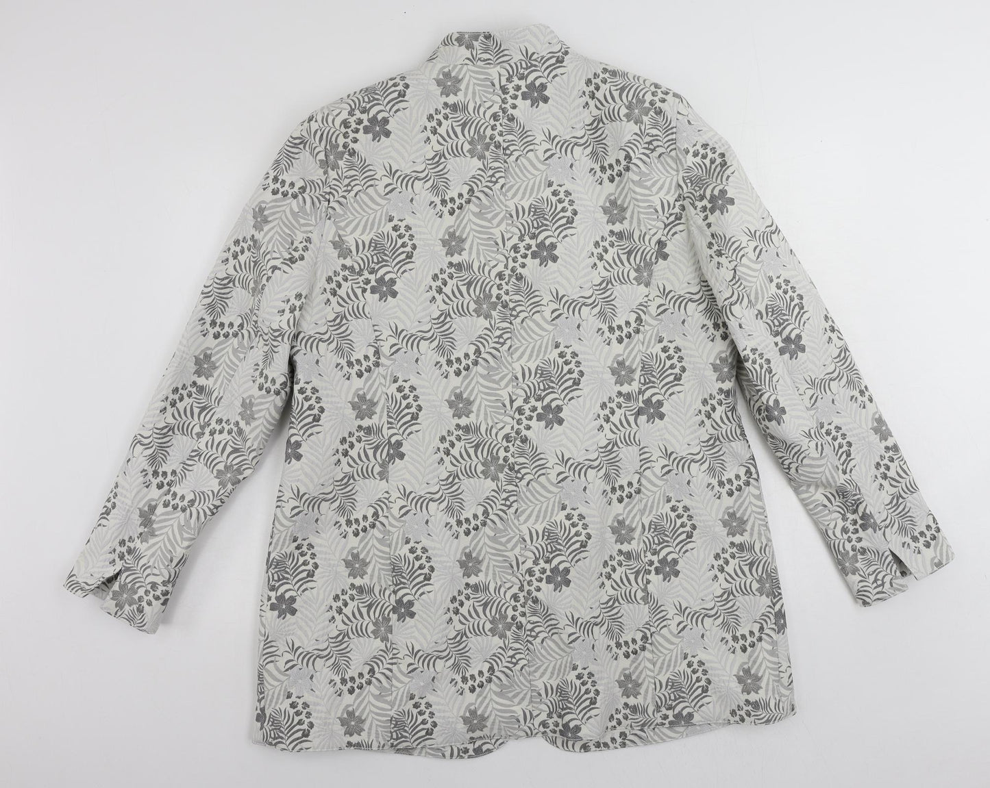 Mona Womens Grey Floral Jacket Blazer Size 20 Button