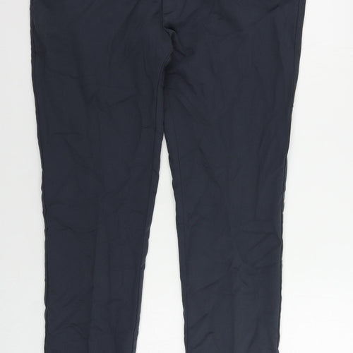 Autograph Mens Grey Cotton Chino Trousers Size 40 in L31 in Regular Zip