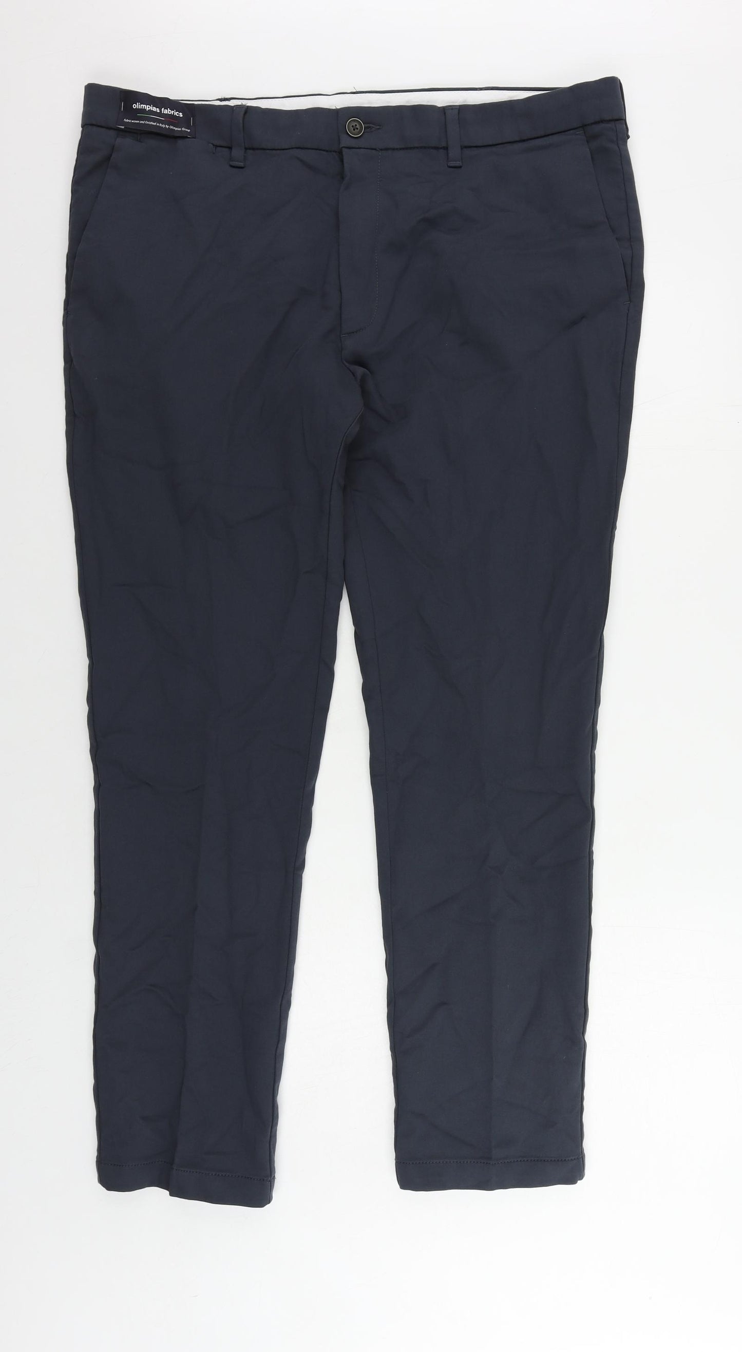 Autograph Mens Grey Cotton Chino Trousers Size 40 in L31 in Regular Zip