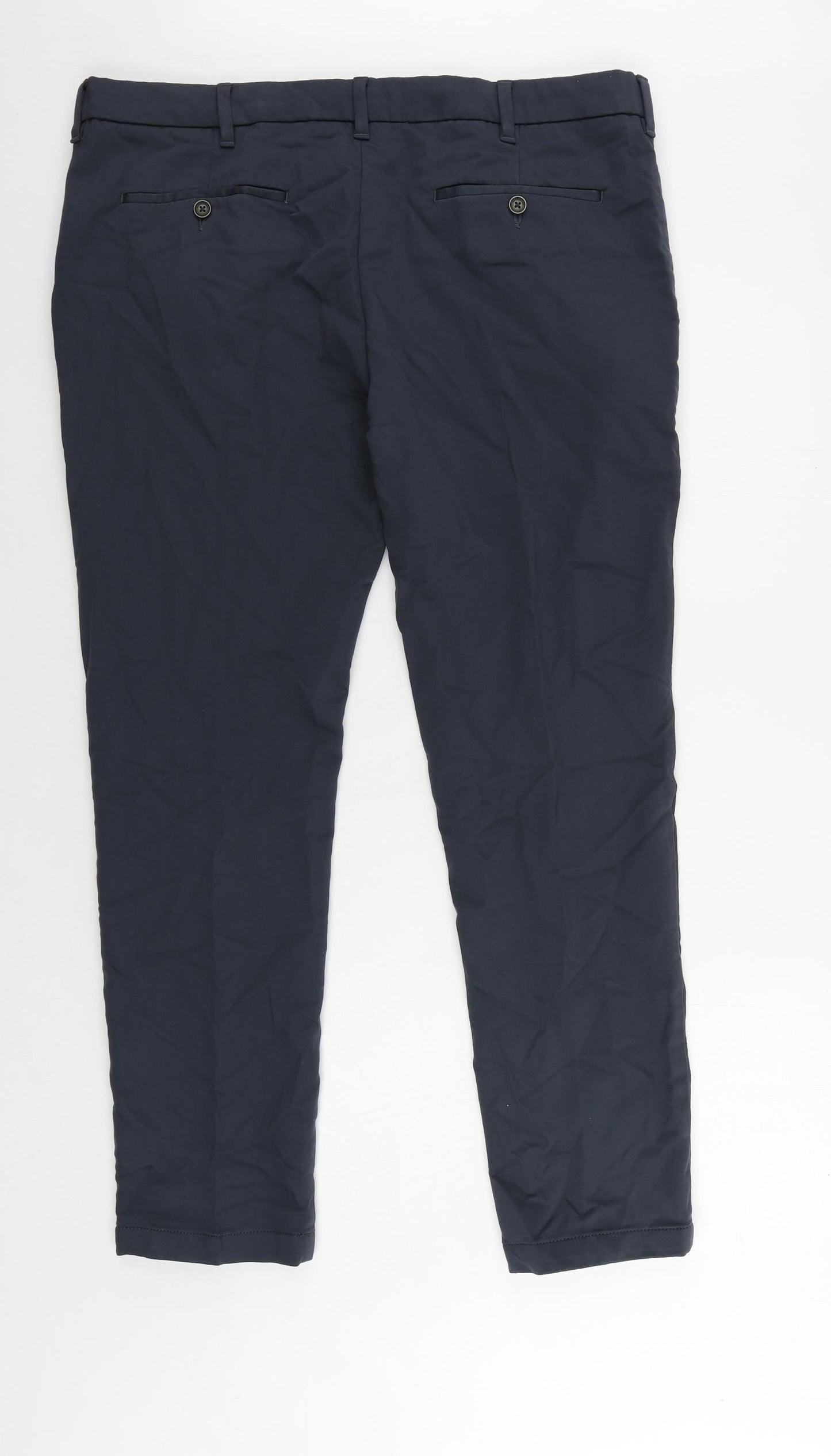Autograph Mens Grey Cotton Chino Trousers Size 40 in L31 in Regular Zip