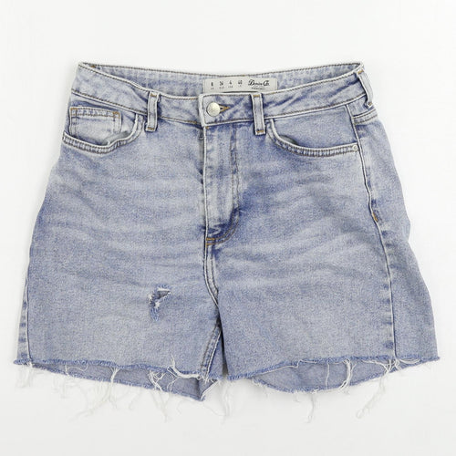 Denim & Co. Womens Blue Cotton Cut-Off Shorts Size 8 L4 in Regular Zip - Distressed