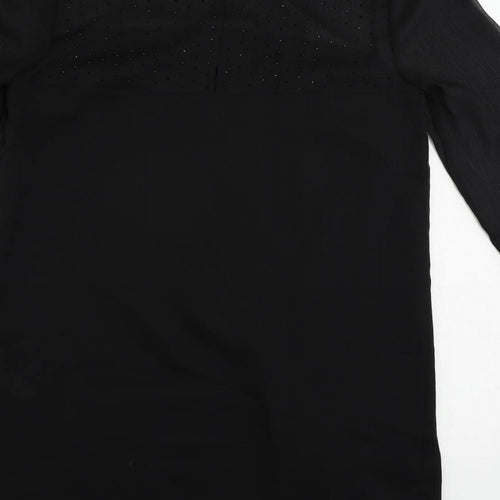 NEXT Womens Black Polyester A-Line Size 12 Round Neck Button - Embellished