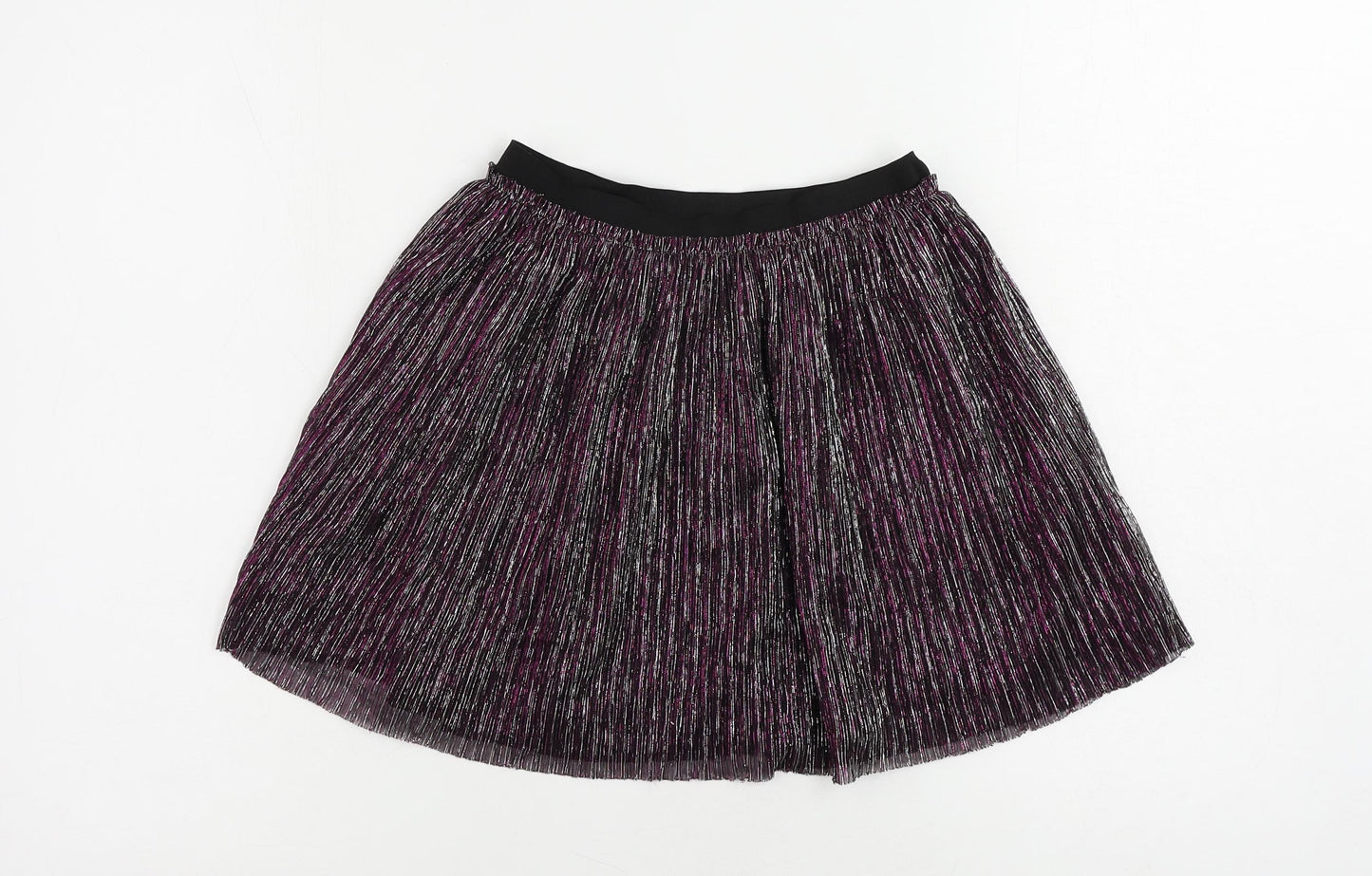 LC Waikiki Girls Purple Striped Polyester Skater Skirt Size 9-10 Years Regular - Elastic Waist