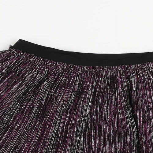 LC Waikiki Girls Purple Striped Polyester Skater Skirt Size 9-10 Years Regular - Elastic Waist