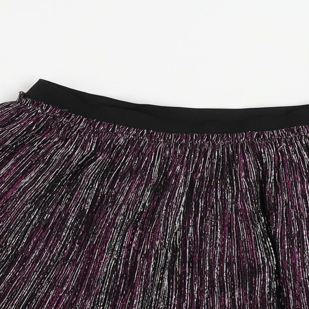 LC Waikiki Girls Purple Striped Polyester Skater Skirt Size 9-10 Years Regular - Elastic Waist
