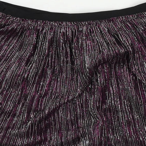 LC Waikiki Girls Purple Striped Polyester Skater Skirt Size 9-10 Years Regular - Elastic Waist