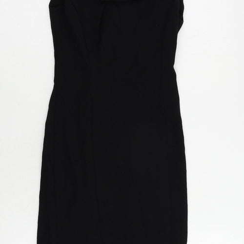 River Island Womens Black Viscose Bodycon Size 10 Mock Neck Zip