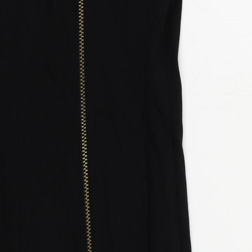 River Island Womens Black Viscose Bodycon Size 10 Mock Neck Zip
