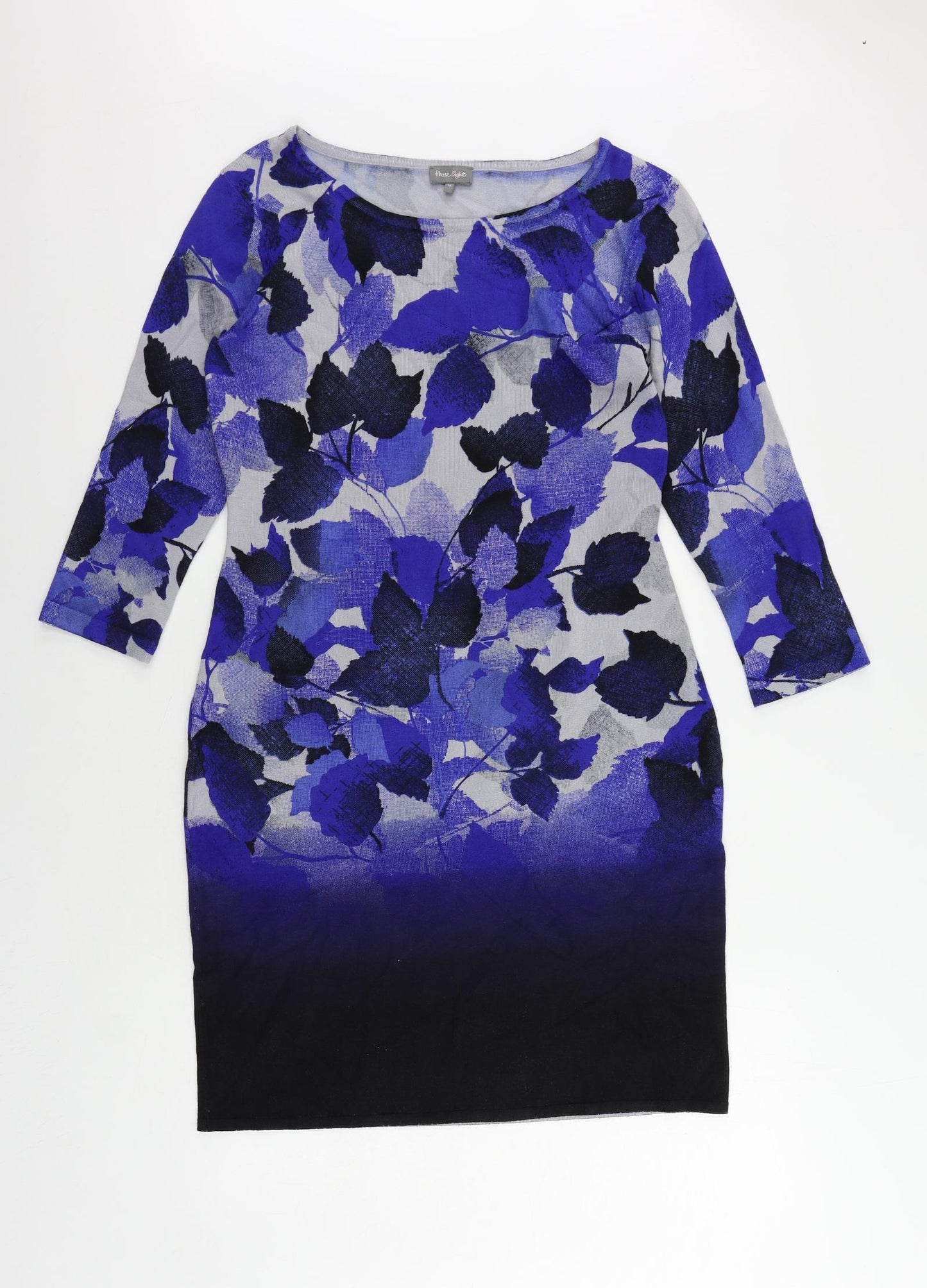 Phase Eight Womens Blue Geometric Viscose Jumper Dress Size 14 Boat Neck Pullover
