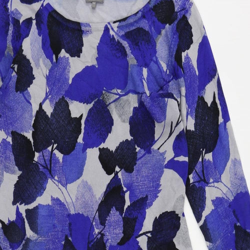 Phase Eight Womens Blue Geometric Viscose Jumper Dress Size 14 Boat Neck Pullover
